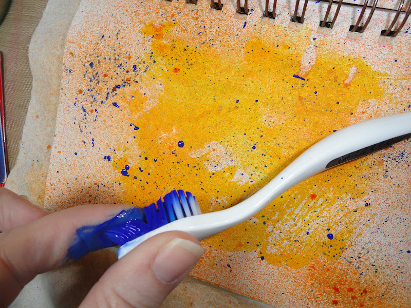 God Bless Your ART Day 21 Toothbrush splattering and random stamping