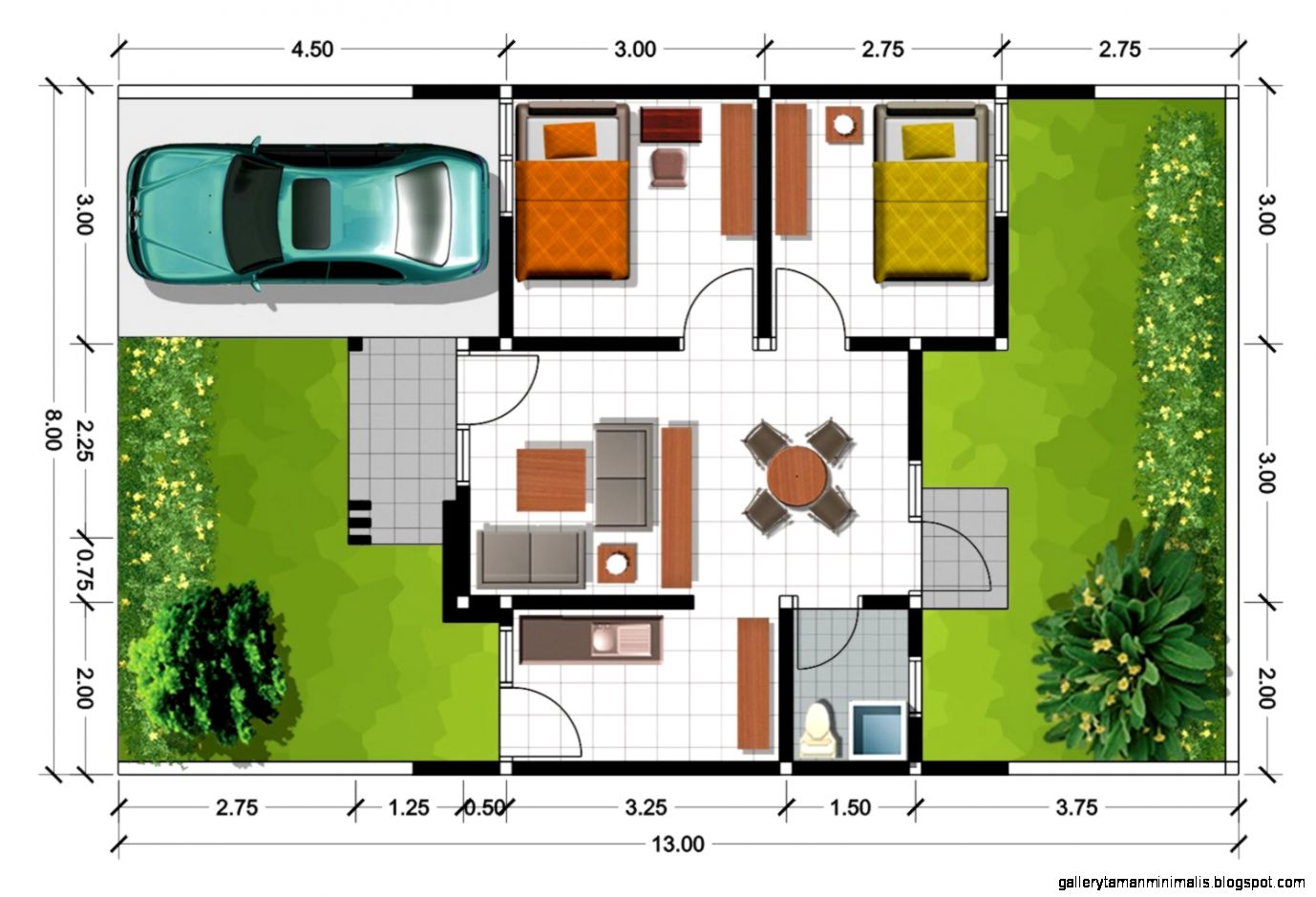 Gambar Rumah Denah Gallery Taman Minimalis