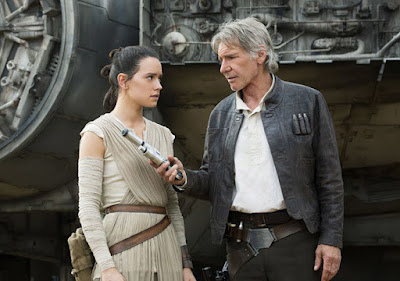 Daisy Ridley and Harrison Ford in Star Wars The Force Awakens