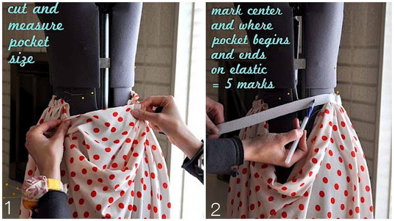 C&C The gathered drape skirt with pockets tutorial