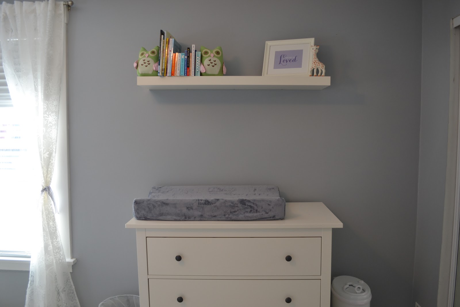 shelves above changing table