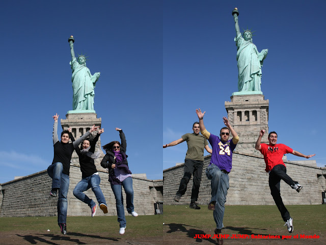 Jump Jump en la estatua de la Libertad, Nueva York 