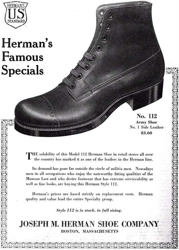 Vintage Engineer Boots MODEL 112 HERMAN SHOE 1921