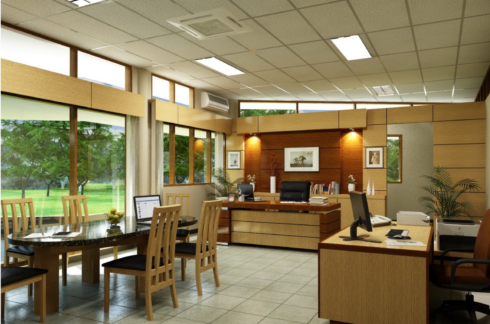 Interior Kantor Nuansa Kayu ( Office interior )