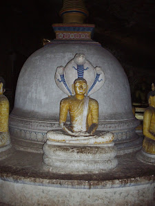 Statue of Buddha inside Dambulla cave temple.