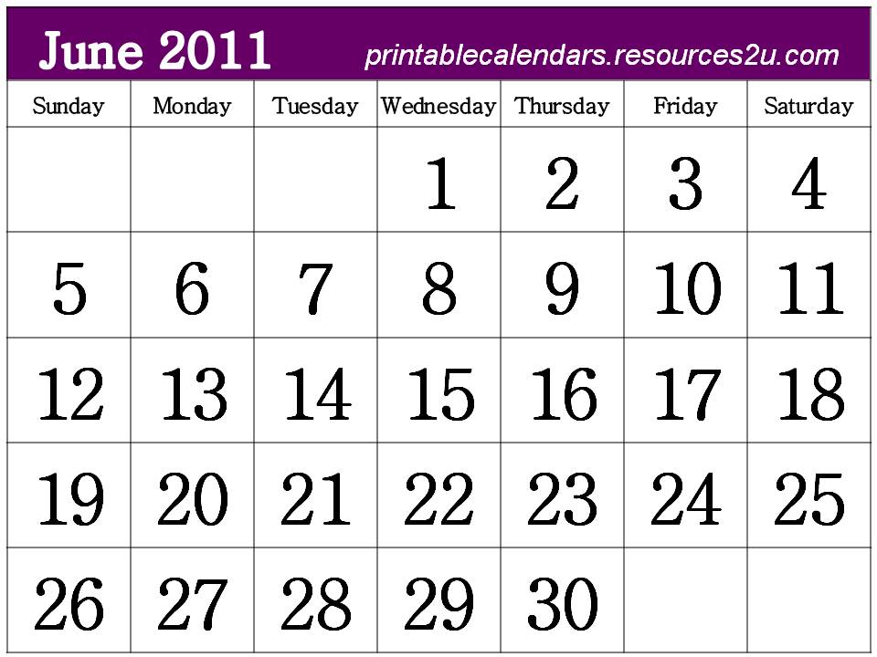 June+month+2011+calendar