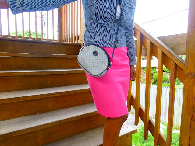 thrift and style a pink pencil skirt