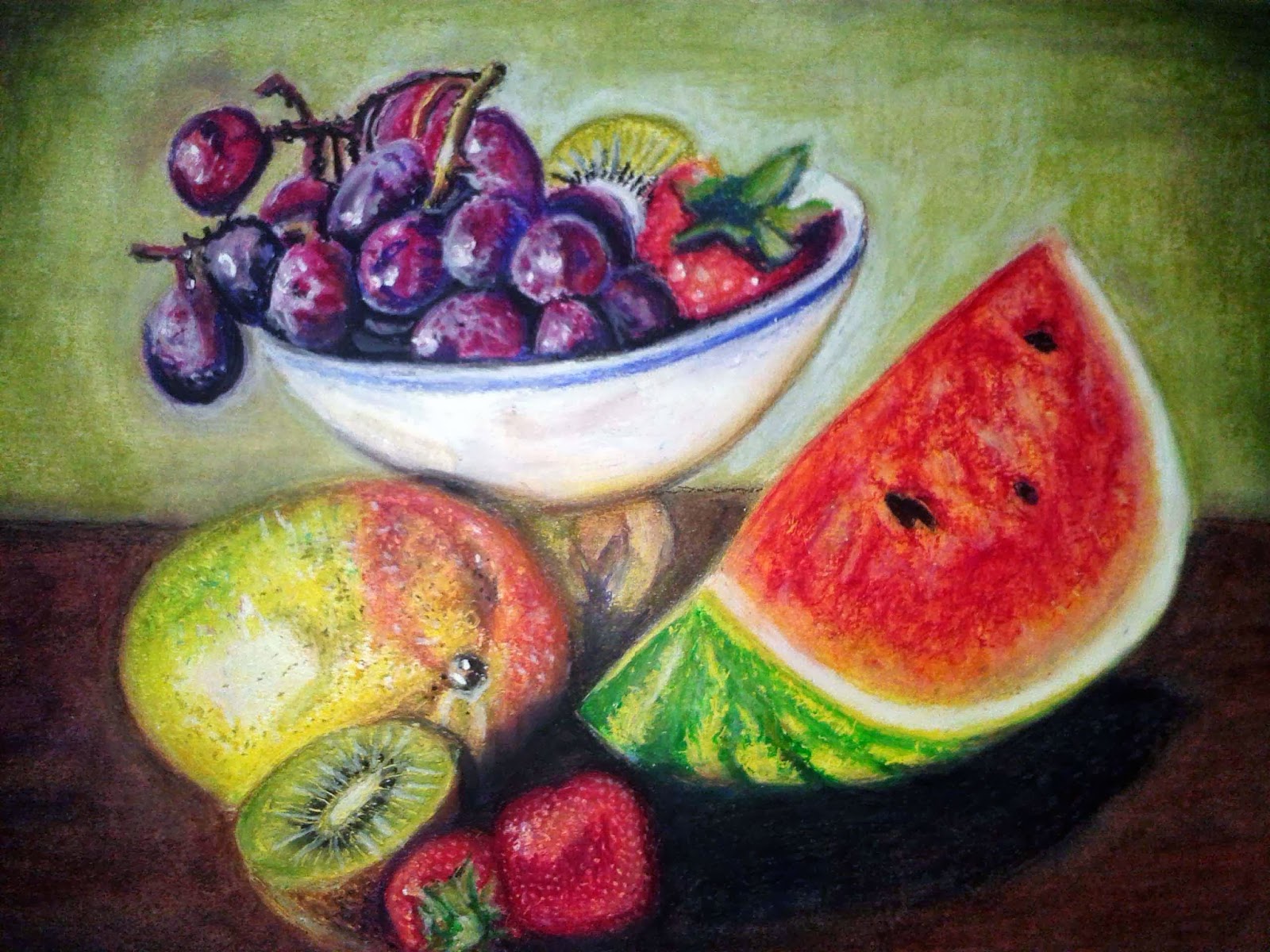 Jay Chandran "Fruits" Oil Pastel on Paper (A3)