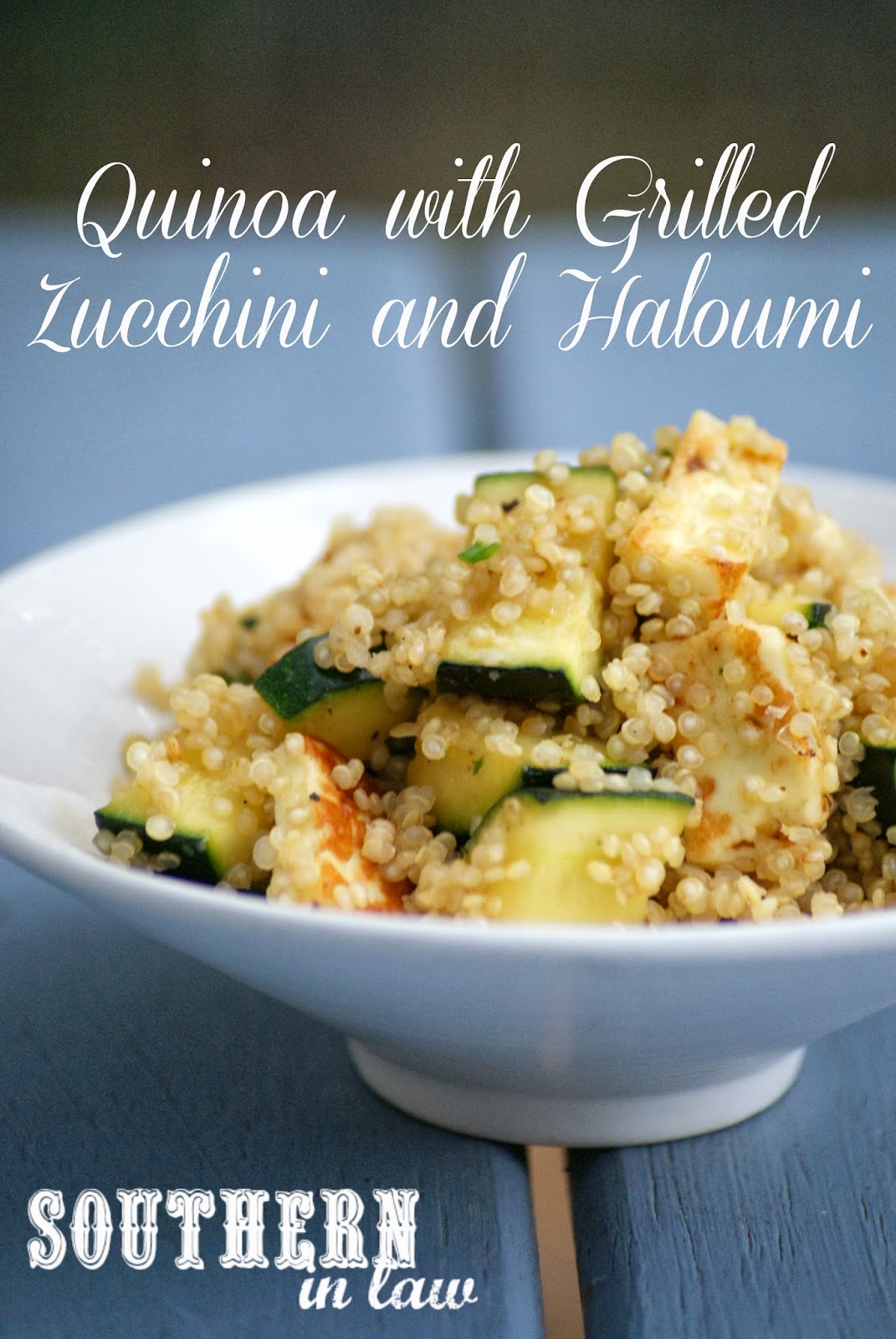 Southern In Law Recipe Quinoa with Grilled Zucchini and Haloumi