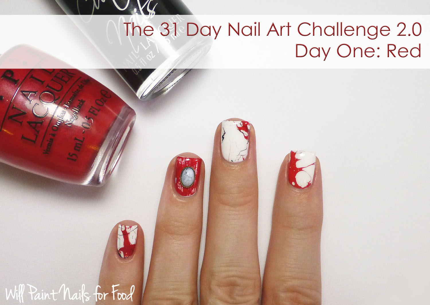 Red marble nail art