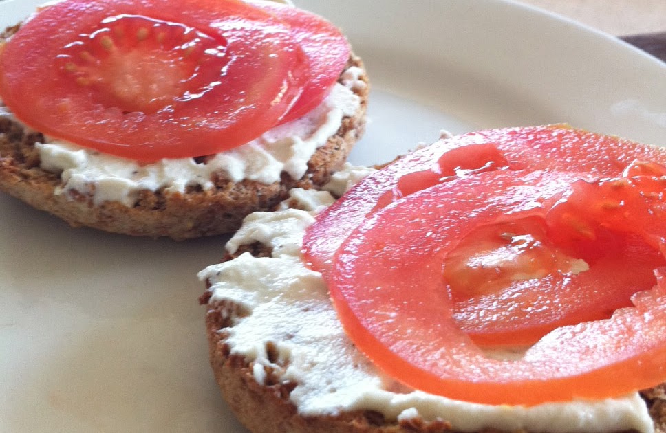 The Rockin' Vegan English Muffin w/ Cashew Cheese and Tomato