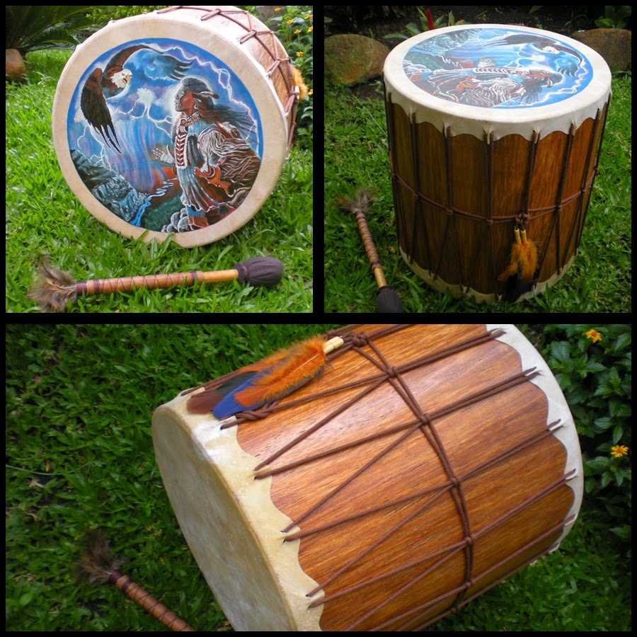 Wakan Wood Tambores TAMBOR PUEBLO 40 X 40 CM Indio com a Águia