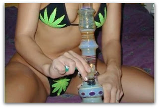 Sexy woman smoking weed
