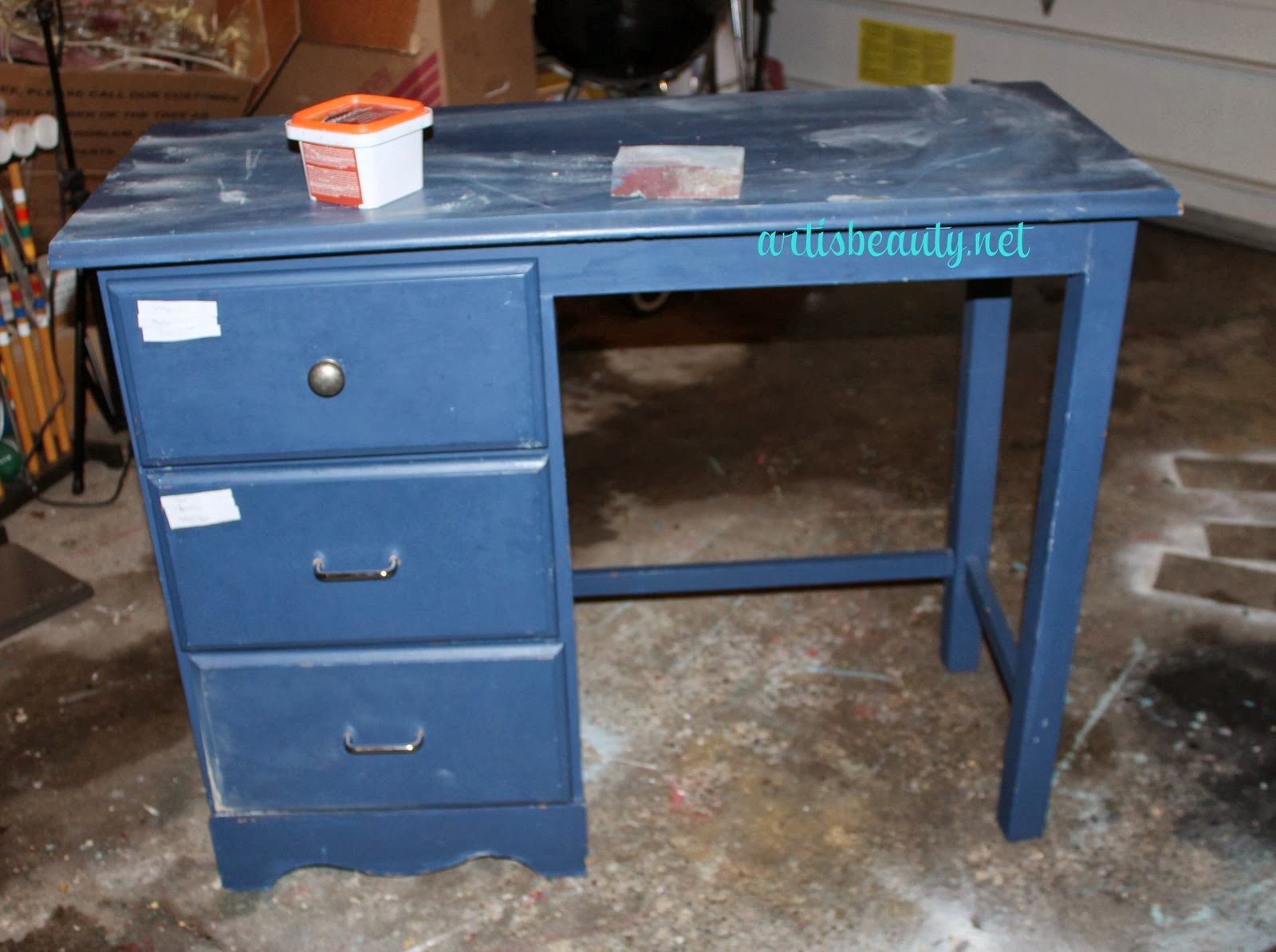 ART IS BEAUTY Peacock blue and silver Vintage glamour Goodwill Desk