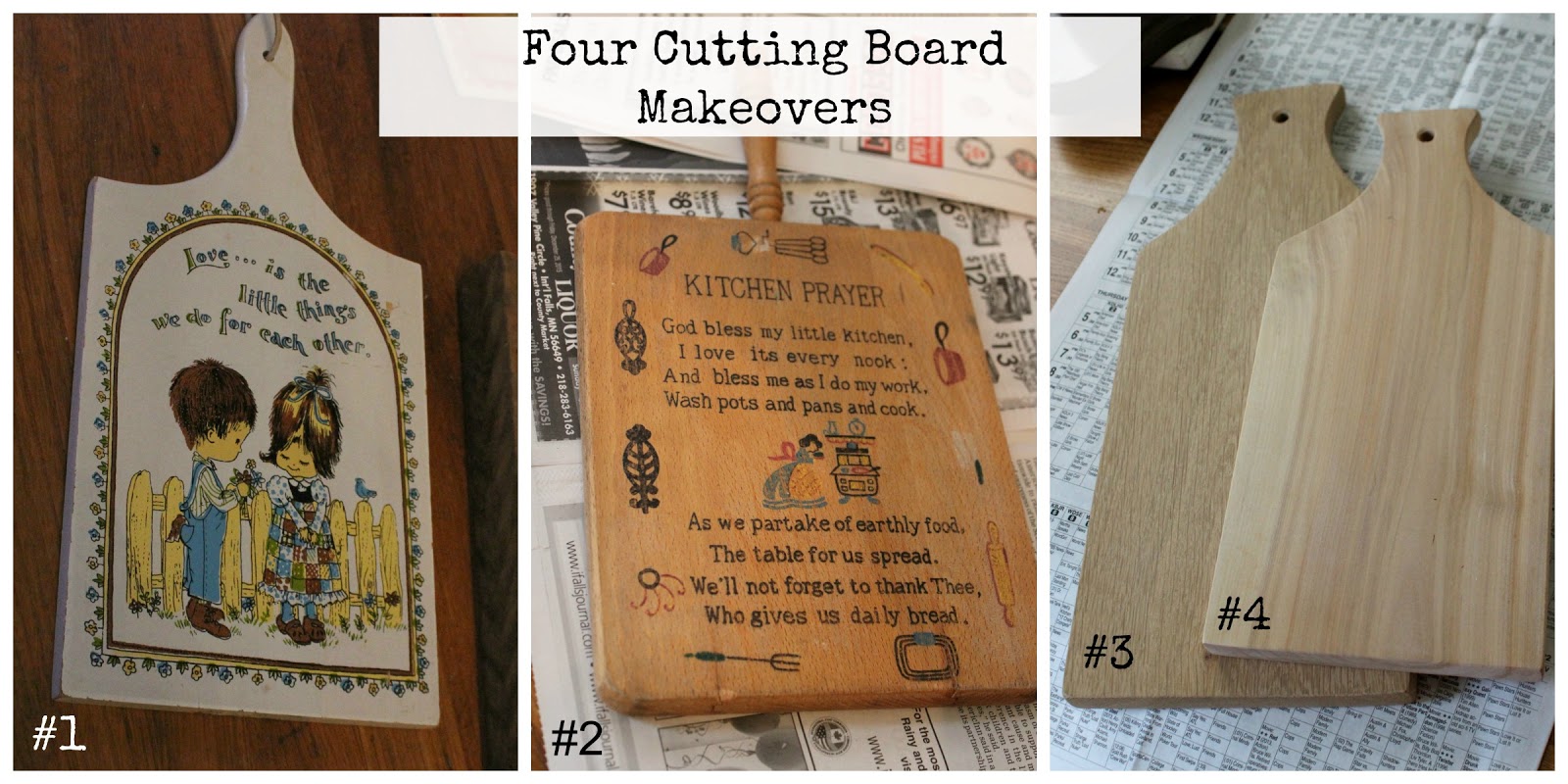 Four Thrift Shop Cutting Board Makeovers! Organized Clutter