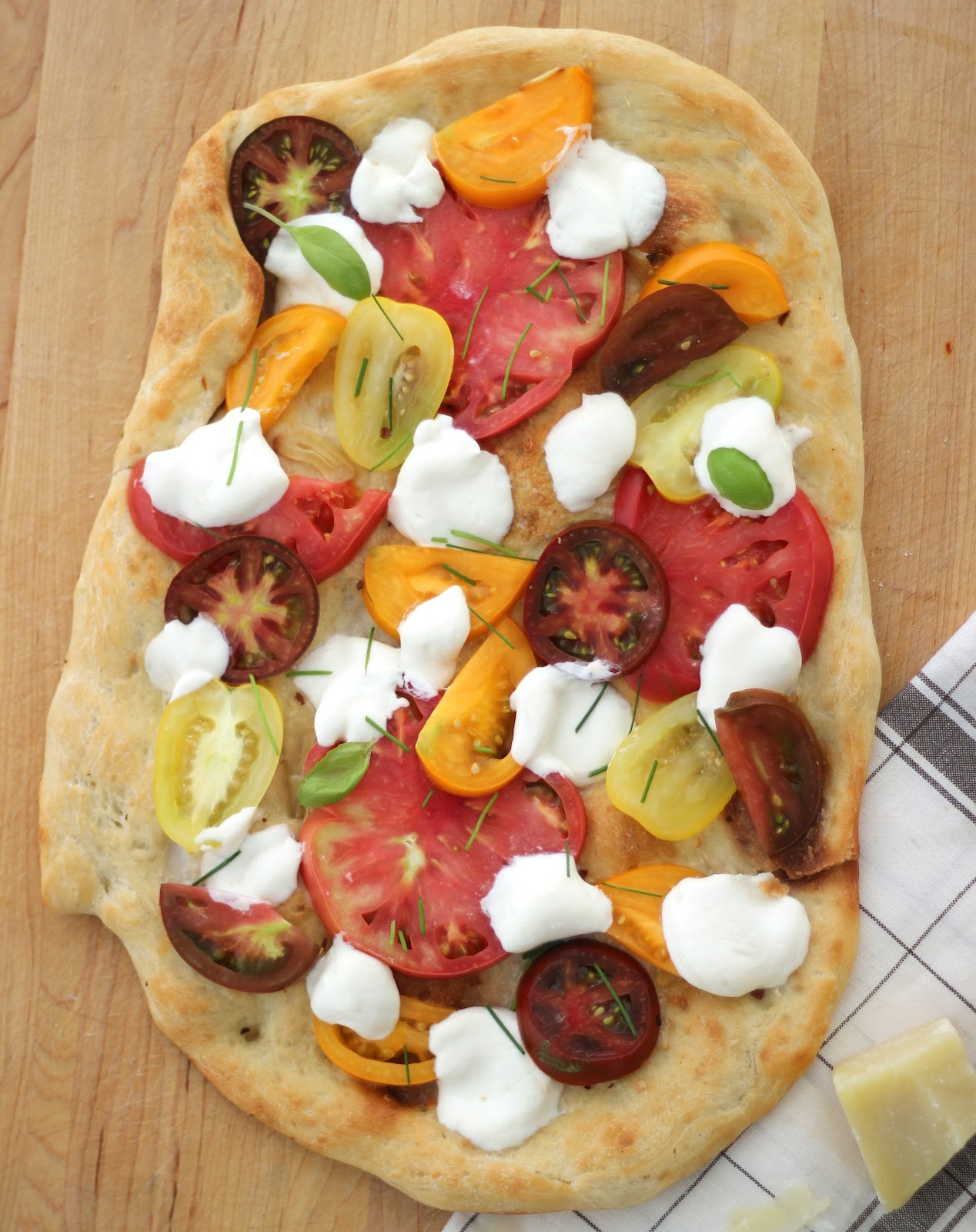 Jenny Steffens Hobick Heirloom Tomato & Fresh Mozzarella Flatbread Pizza