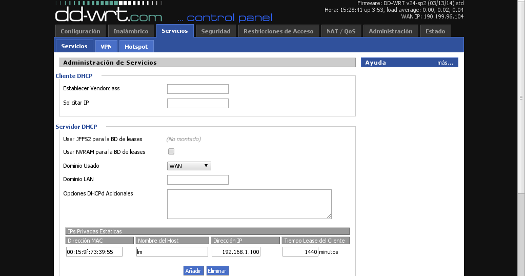 Punto50 IP estática con Router TPLINK + DDWRT en Debian