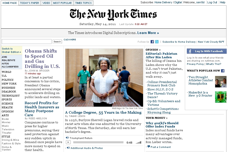 new york times front page obama. The New York Times has Barack