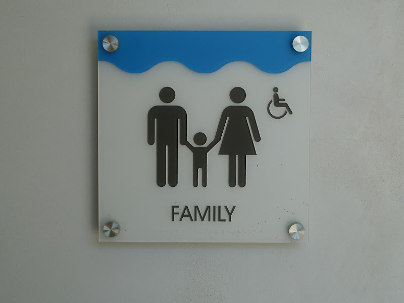 ADA Sign for Family Restroom with raised title=