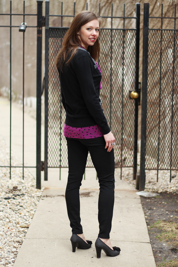 StyleSidebar - Layered Cardigan, Blouse, Leggings
