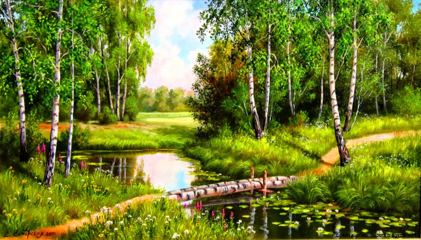 At the edge of a birch forest wallpaper At the edge of a birch forest wallpaper