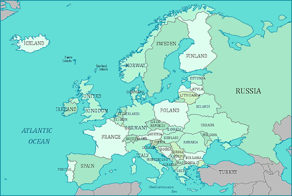 Europe And Russia Physical Map Europe And Russia Physical Map