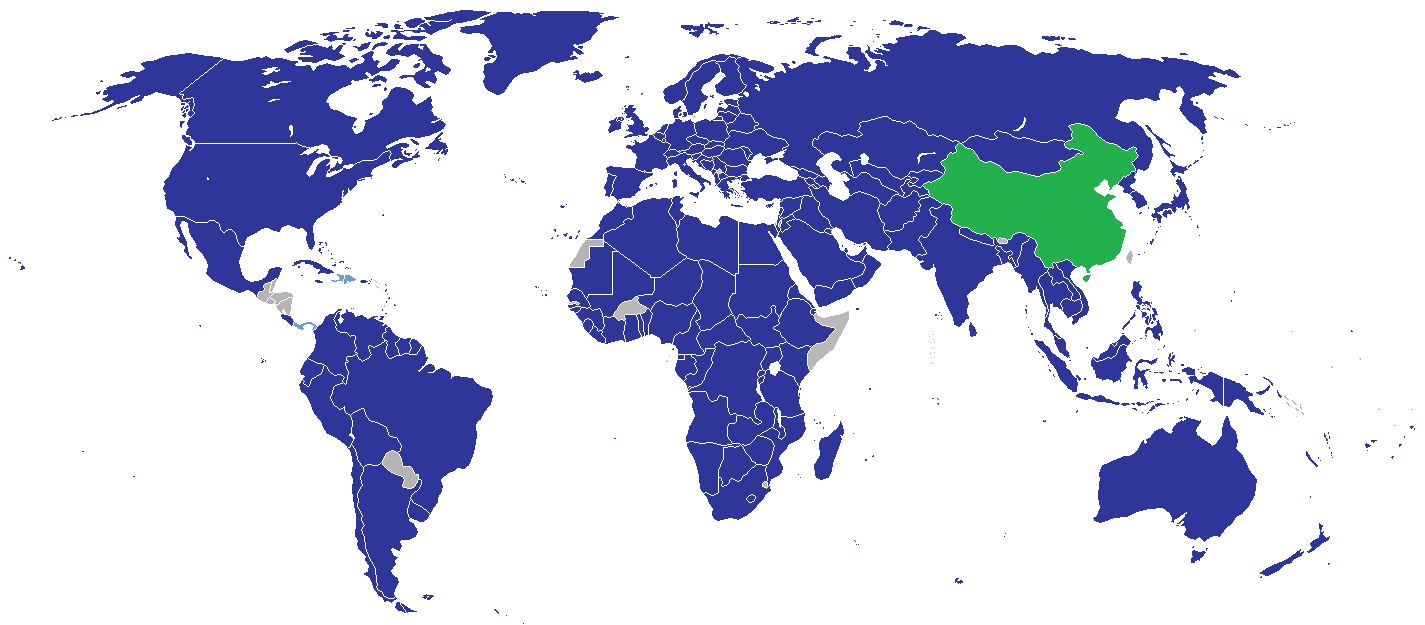 Weltkarte Diplomatische Beziehungen Von China 08 Weltatlas
