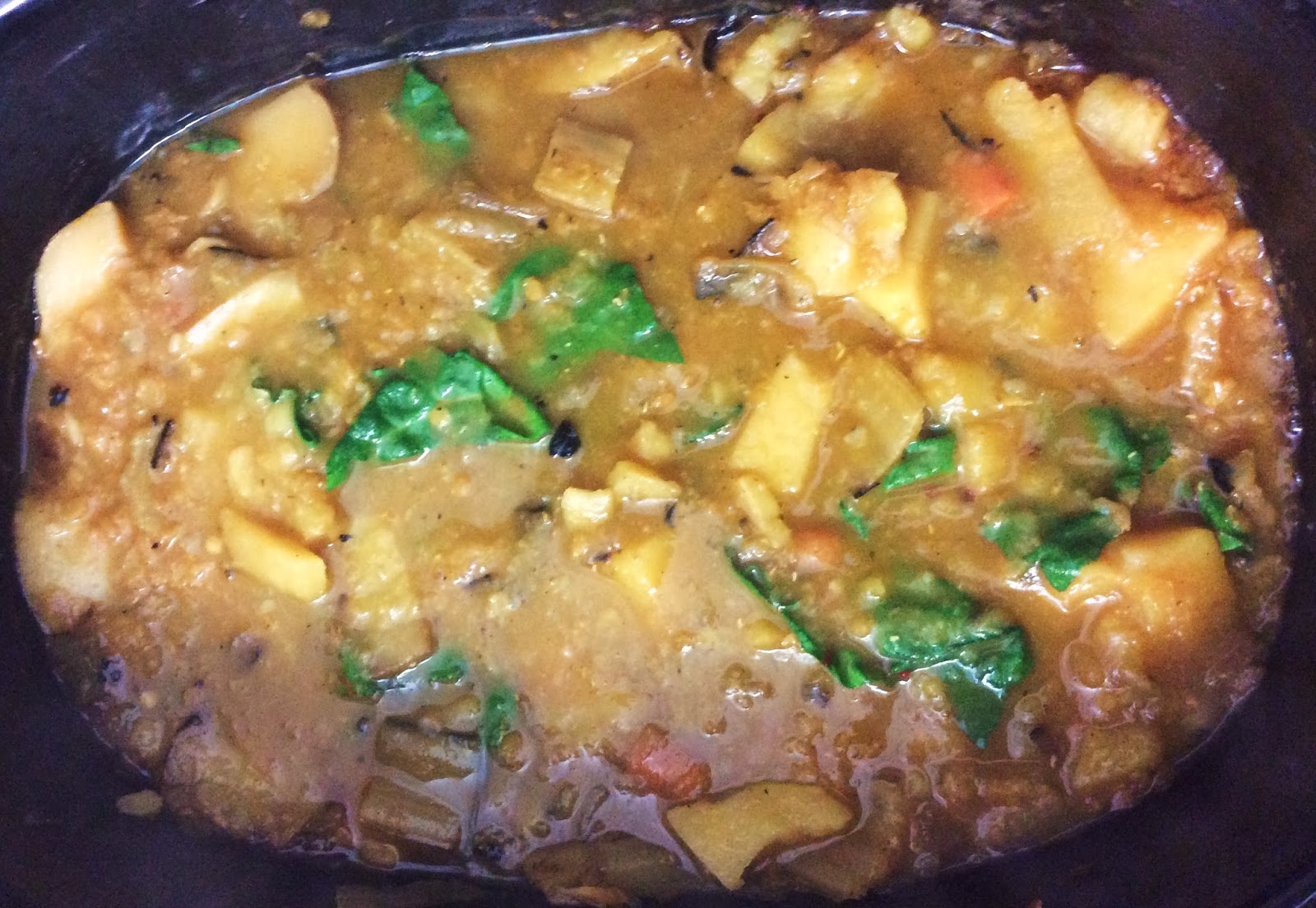 The Omnivore and the Vegetarian Chard, Red Lentil & Potato Slow Cooker