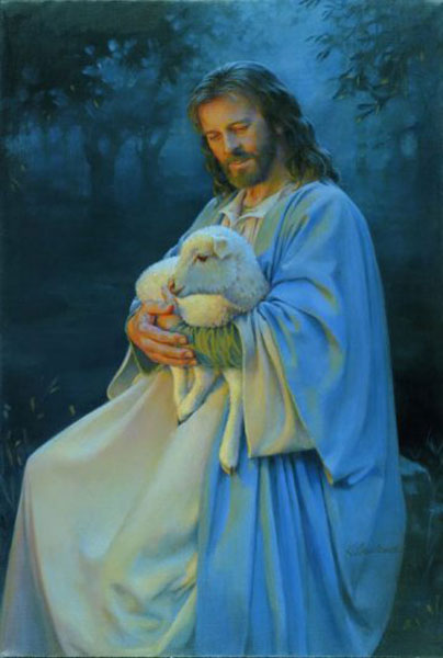 jesus sheep lawrence kathy shepherd know christian christ lamb holding religious pastor arms numbered handsigned limited canvas edition artist painting