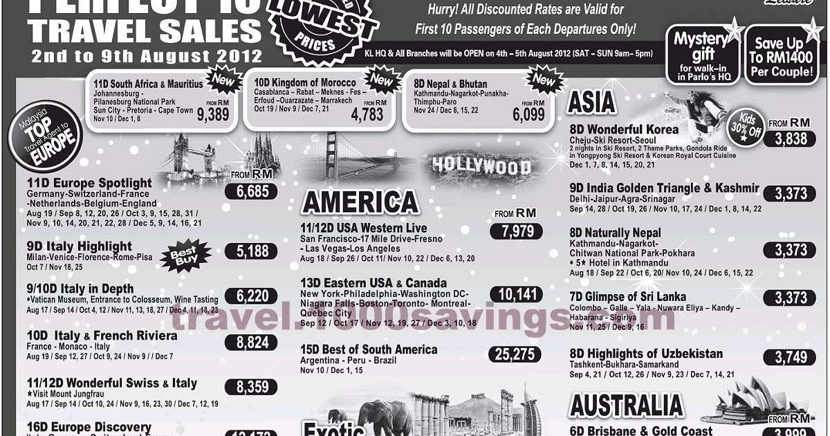 TravelPro Perfect 10 Travel Sales Guaranteed Lowest Prices than coming September Travel Fair