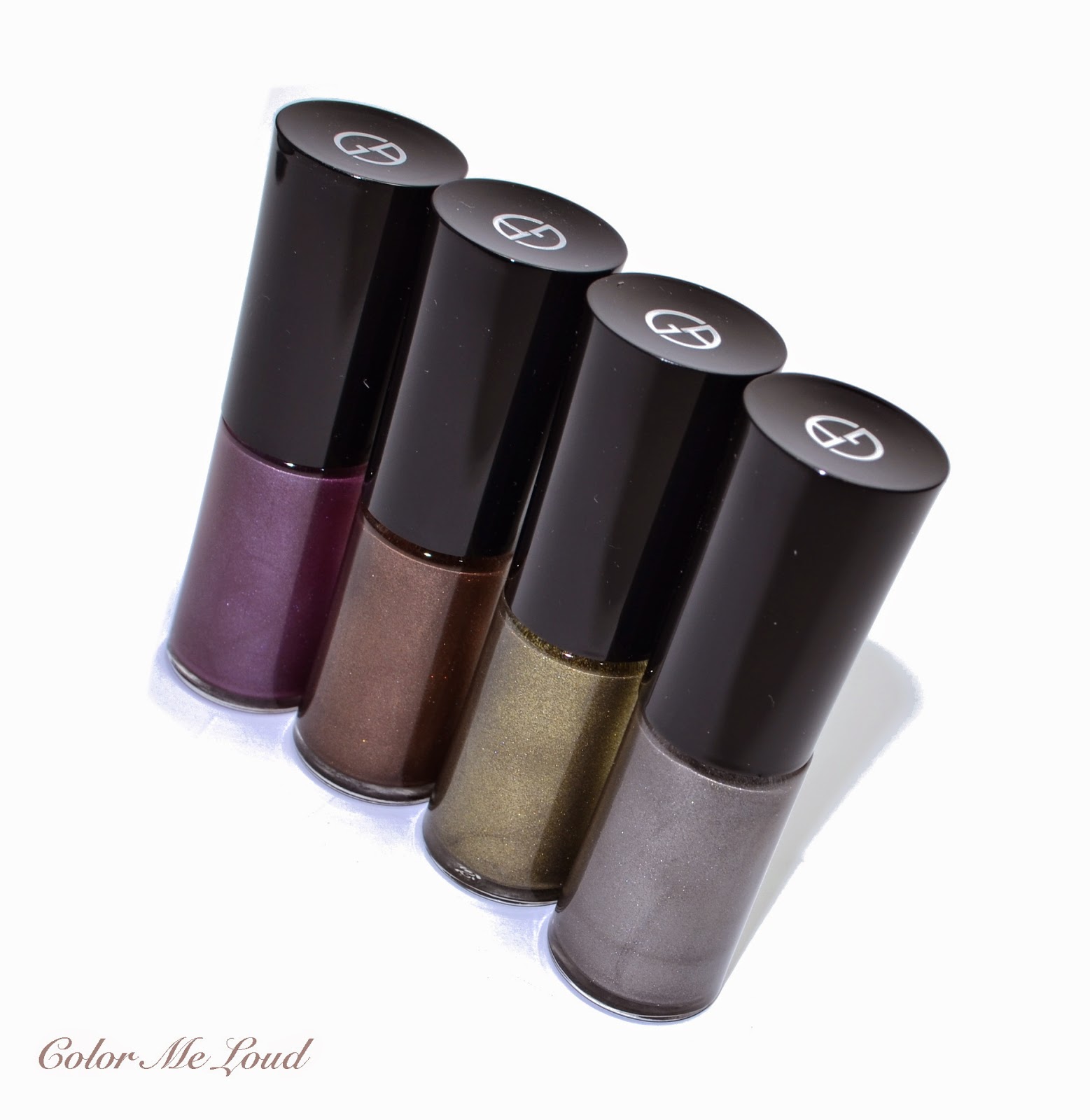 Giorgio Armani Nail Lacquer #214 Incence Velvet, #624 Crimson Velvet, #714 Iron Velvet and #724 Acid Velvet from Fade to Grey Fall 2014 Collection, Review & Swatches