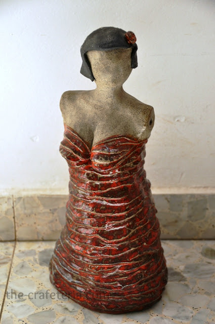 Lady in Red Ceramic Sculpture