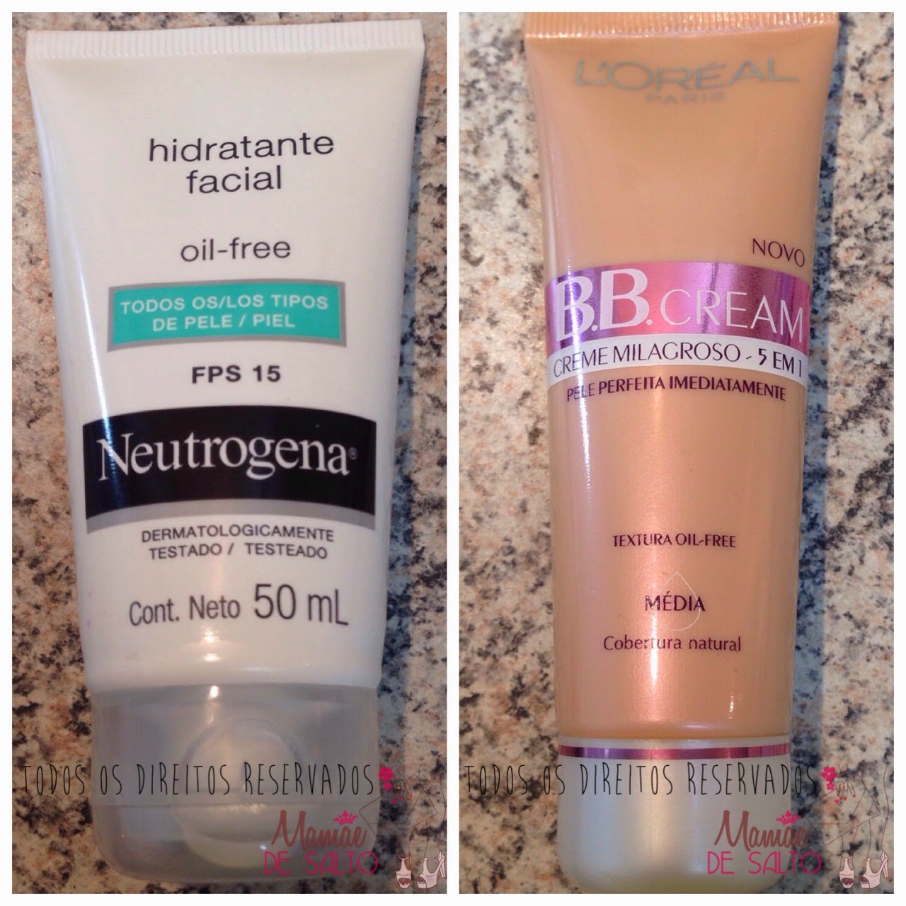 hidratante facial neutrogena oil free todos os tipos de pele FPS 15, BBCream Loreal  creme milagroso 5 em 1 - todos os direitos reservados ao blog Mamãe de Salto