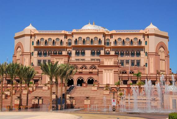 Emirates Palace, located on 1.3 miles of private white sandy beach and