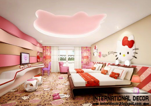hello kitty girls bedroom style for modern girls room, girls ceiling designs