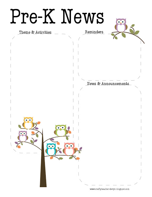 pre k newsletter templates for free