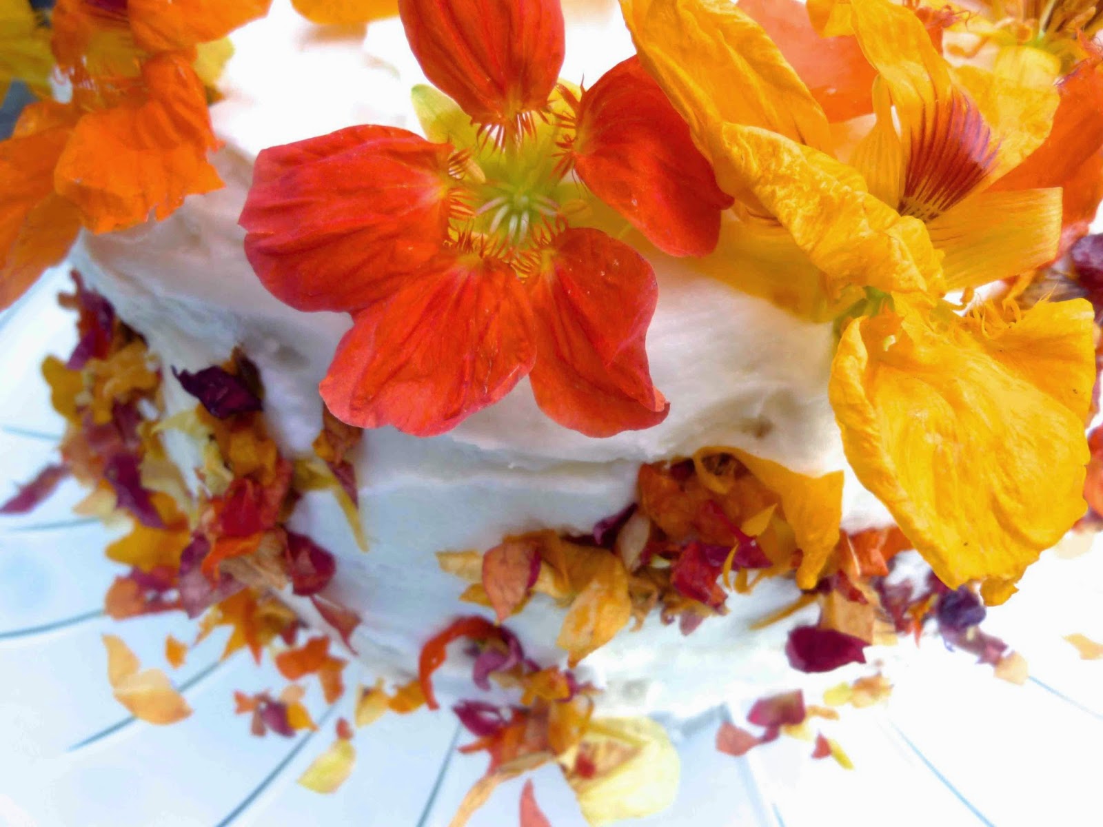 Nasturtium Covered Lemon Layer Cake