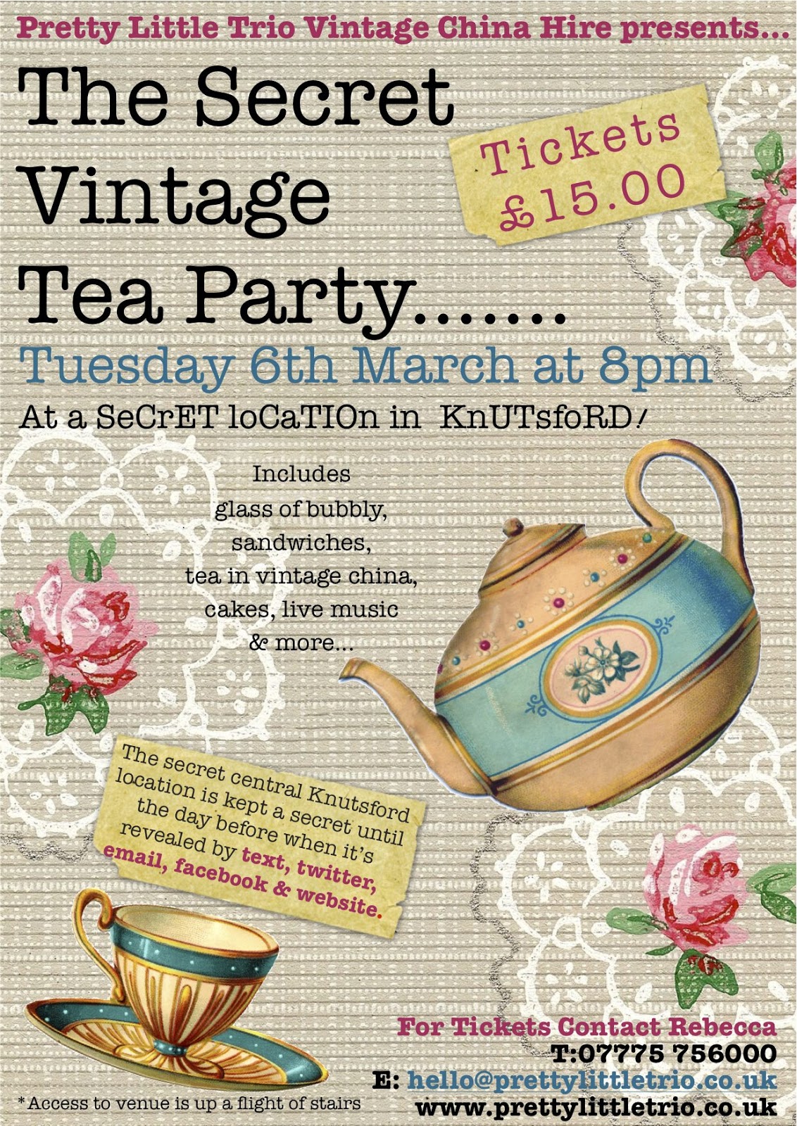 Party poster Vintage tea party, Tea party, Vintage china