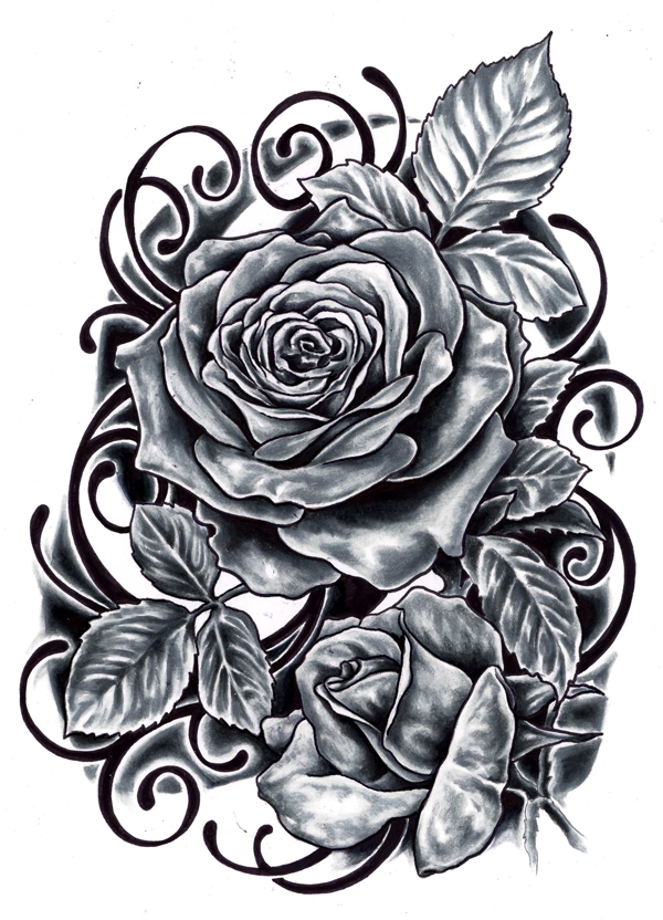 kaji tattoo small: black rose tattoo