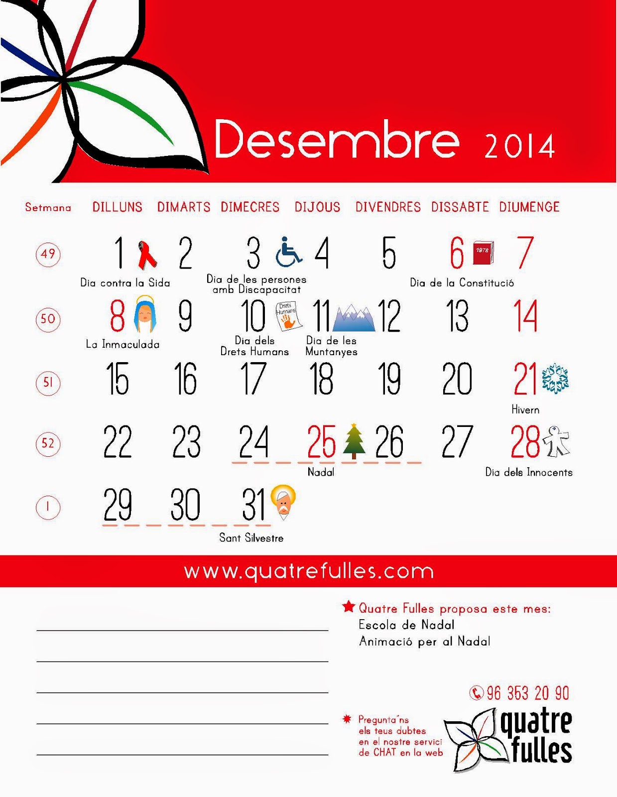 Quatre Fulles: DICIEMBRE 2014, ¡YA ESTA CERCA LA NAVIDAD!