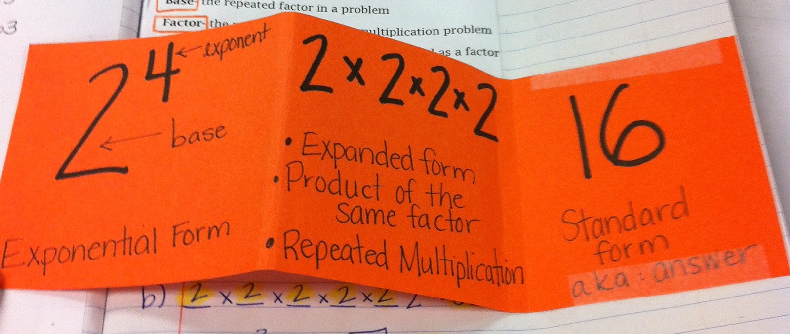 Math Notebooks Exponents Foldable and Math Language Coffee Cups and