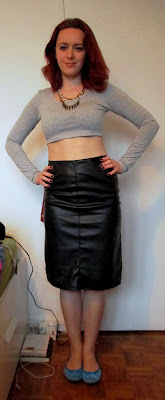 Crop top and leather skirt Eurovision
