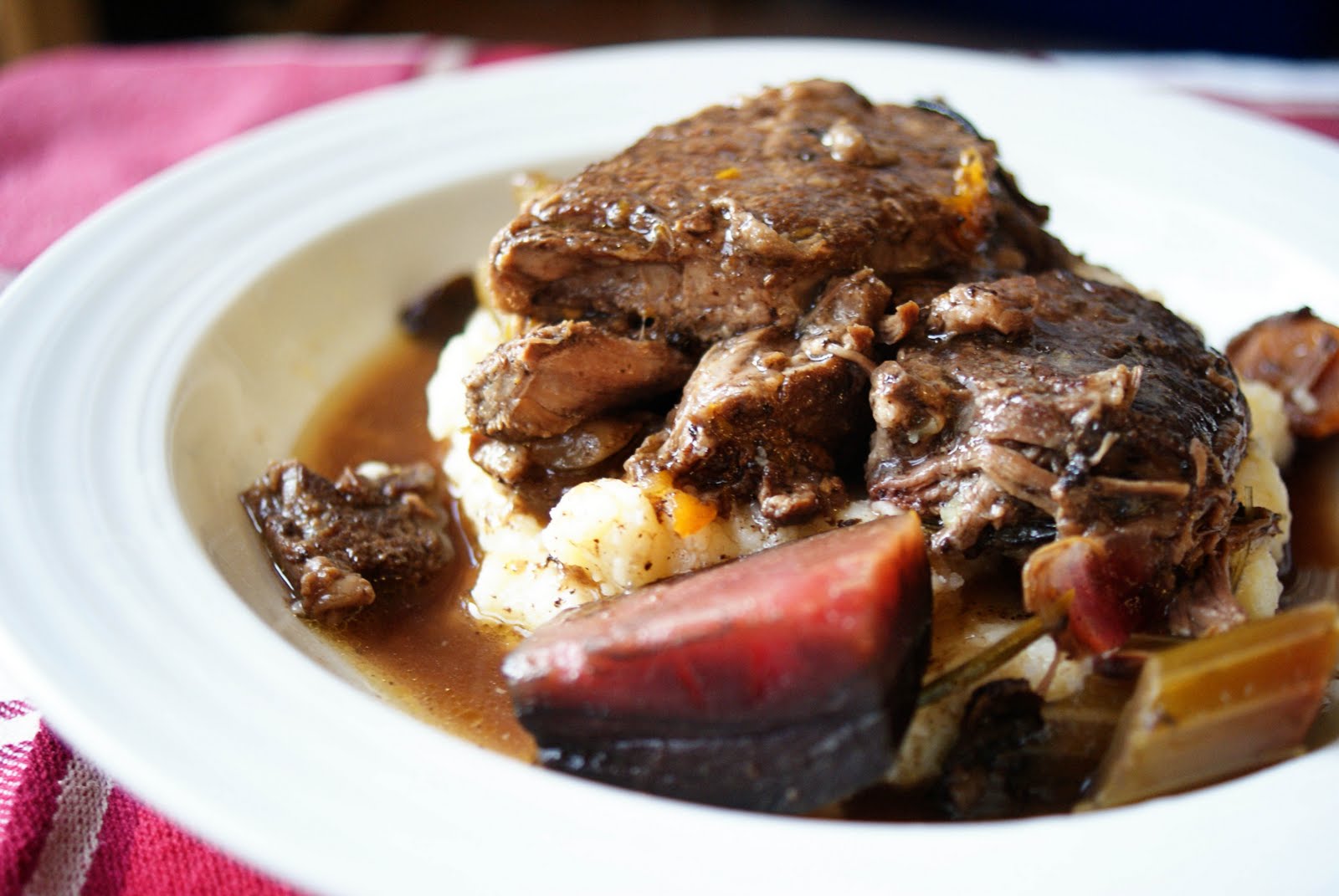 Slow Cooker Braised Short Ribs & Roasted Garlic Parmesan Mashed Potatoes