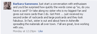 Facebook comment on business cards
