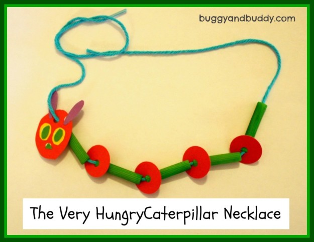 Kids can make a necklace for Eric Carle's The Very Hungry Caterpillar