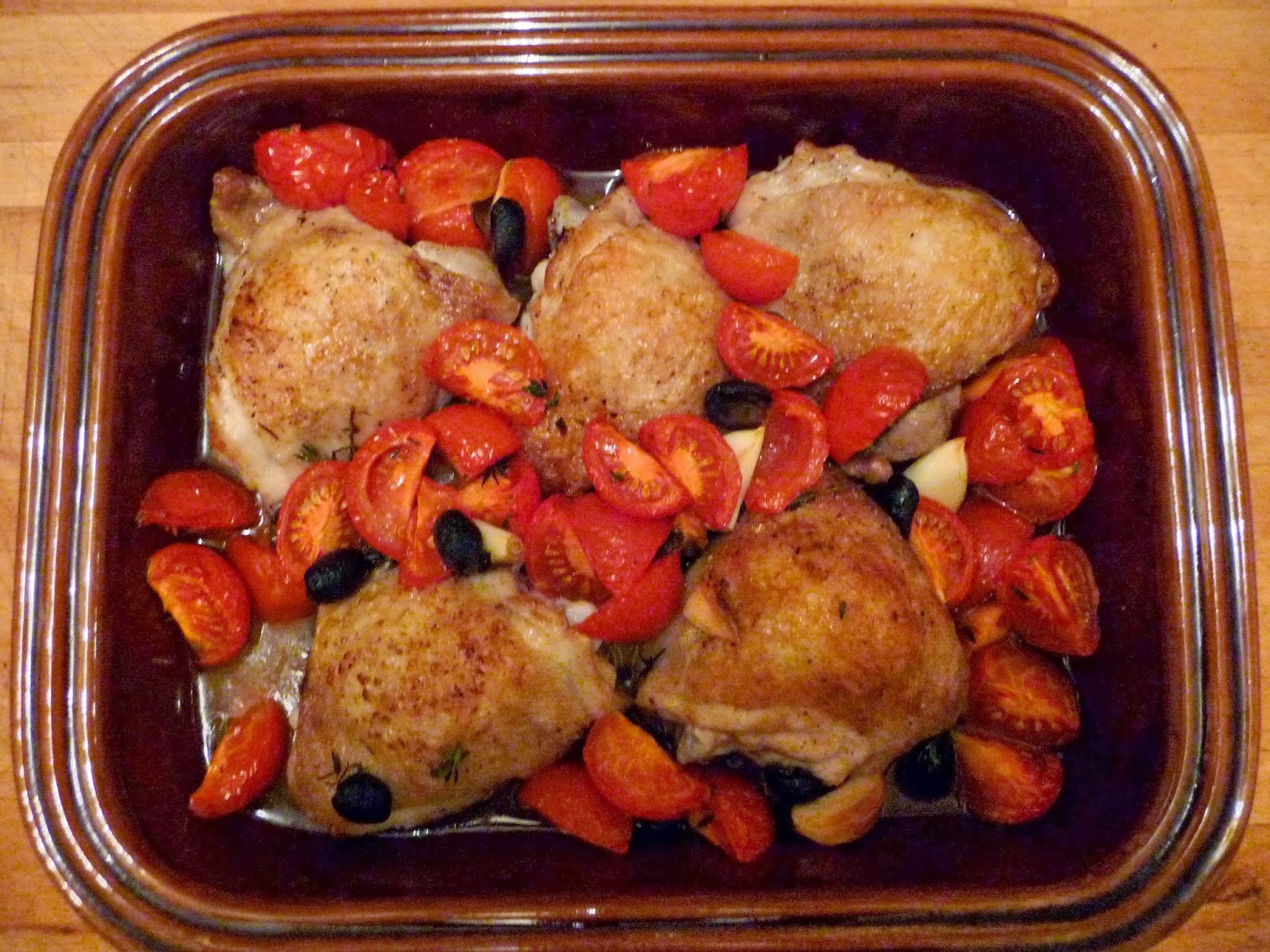 Lancashire Food Baked chicken with tomatoes and olives for Nigel