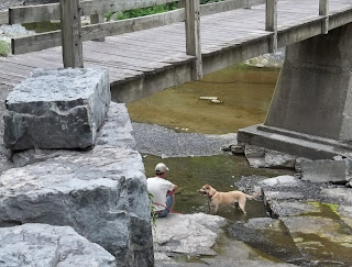 Jim and Layla under the bridge to Taughannock Falls.