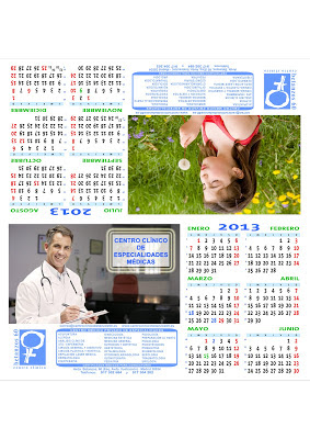 Diseño del calendario semestral 2013 especial de sobremesa