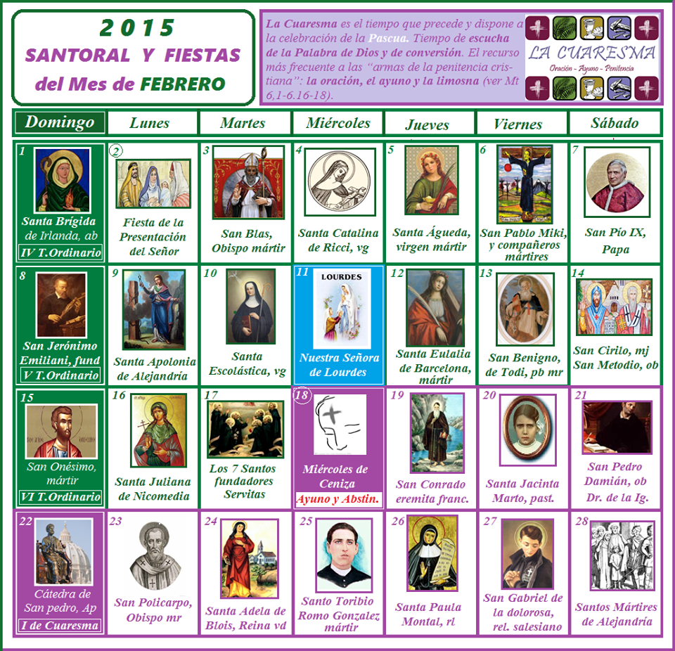 Santos Del Mes De Febrero Santas Y Santos De La Iglesia | religi 243 n severo ochoa santos y santas del mes de febrero Santos Del Mes De Febrero Santas Y Santos De La Iglesia | religi 243 n severo ochoa santos y santas del mes de febrero