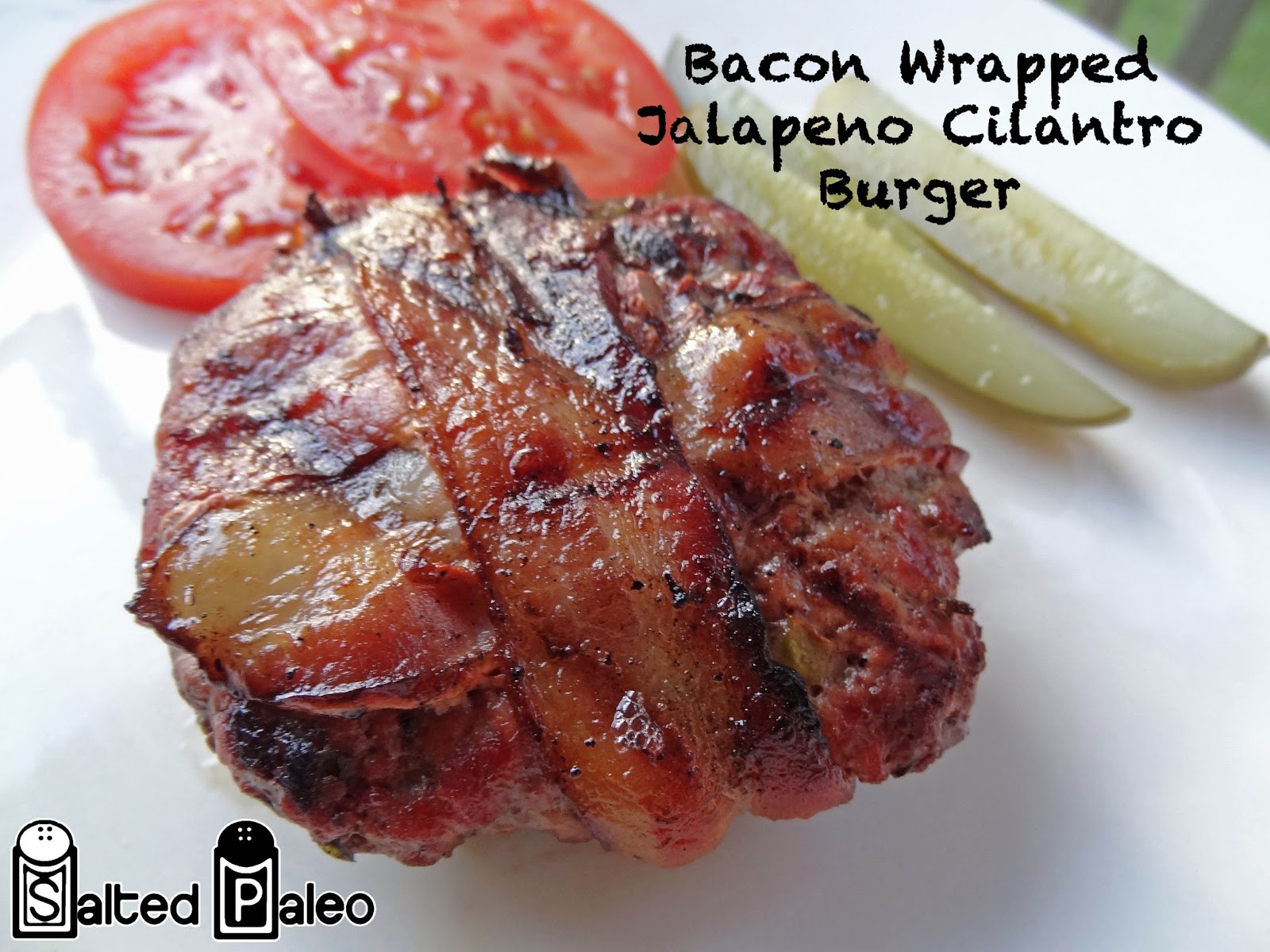 Salted Paleo Bacon Wrapped Jalapeno Cilantro Burgers